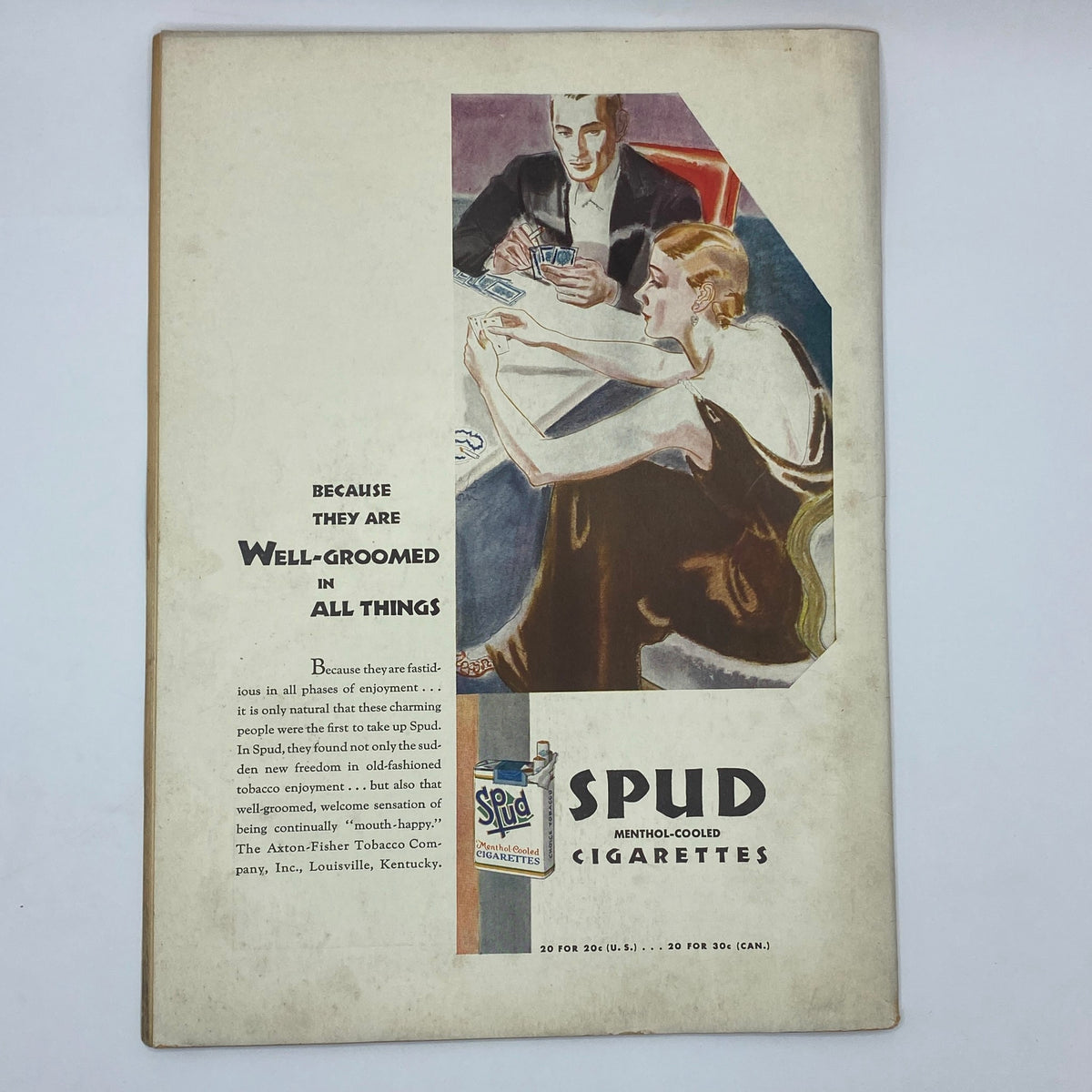 Back cover of The New Yorker magazine September 10, 1932 featuring a Spud menthol-cooled cigarettes advertisement.