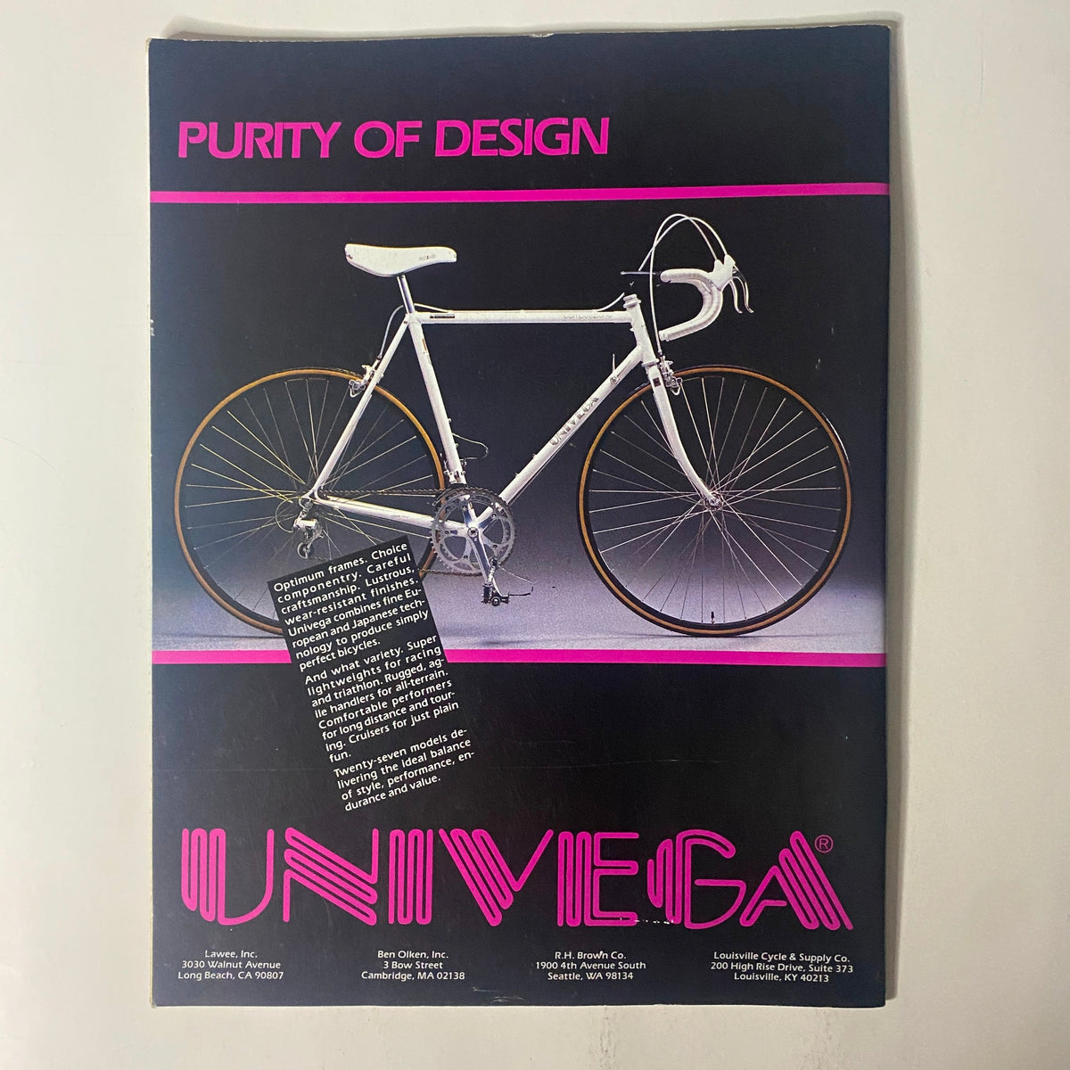 Cover of Triathlete Magazine September 1986 No. 37 featuring Joanne Ernst, 1985 Ironman Champion, showcasing a vintage Univega bicycle and emphasizing 'Purity of Design'.