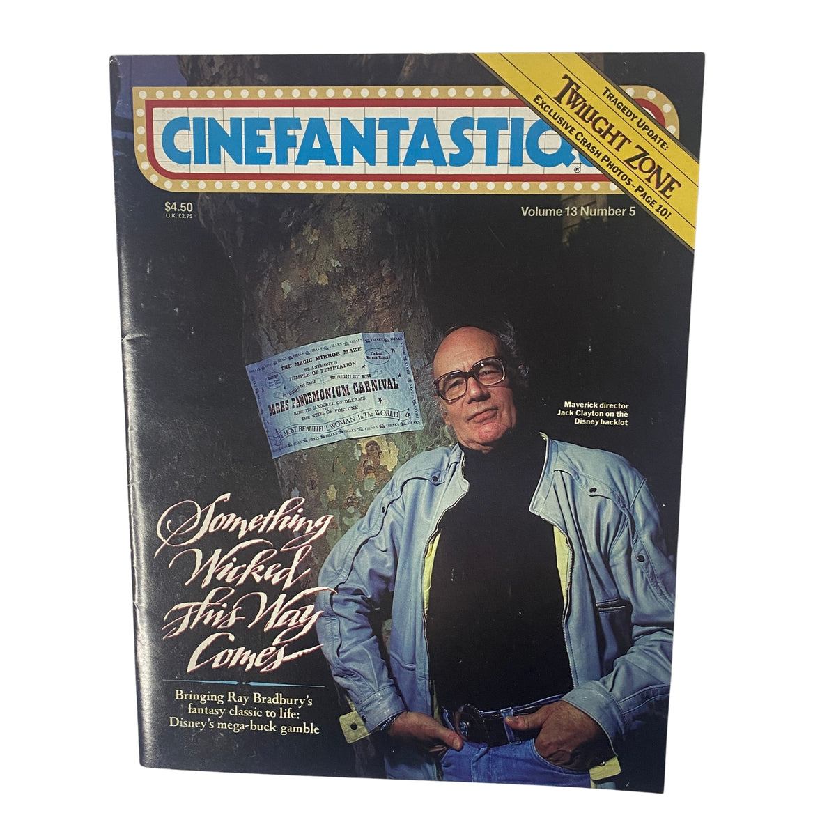 Cinefantastique Magazine June 1983 cover featuring a portrait of Ray Bradbury, highlighting the film adaptation of 'Something Wicked This Way Comes'.