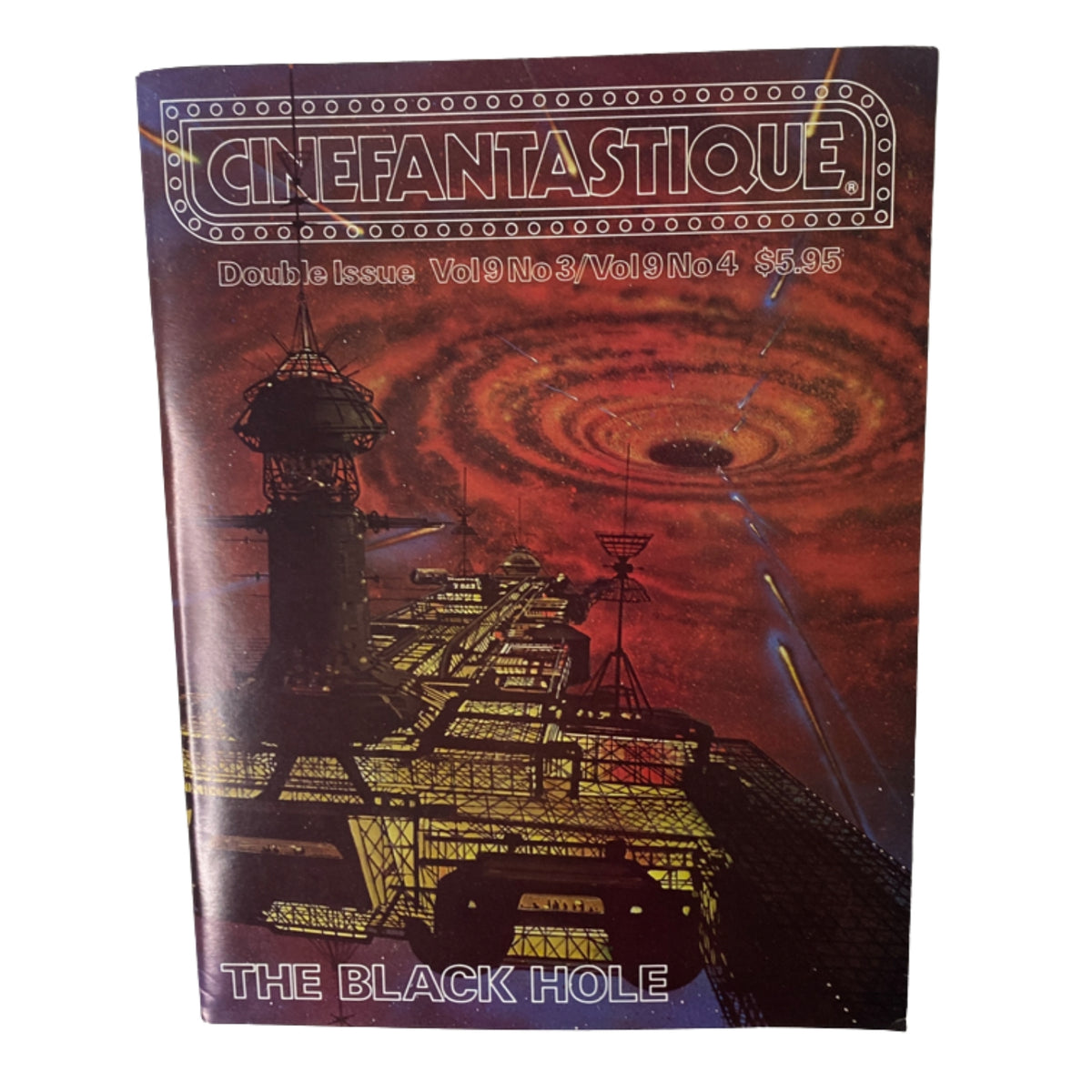 Cinefantastique Magazine cover featuring The Black Hole, Spring 1979, Vol 9 No. 3 & 4, showcasing science fiction artwork with space and cosmic themes.