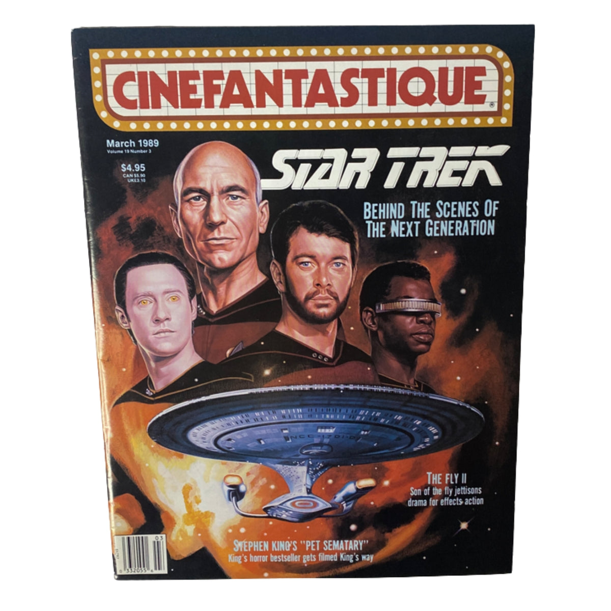 Cinefantastique Magazine March 1989 cover featuring Star Trek: The Next Generation actors, with a focus on behind-the-scenes insights and the film The Fly II.