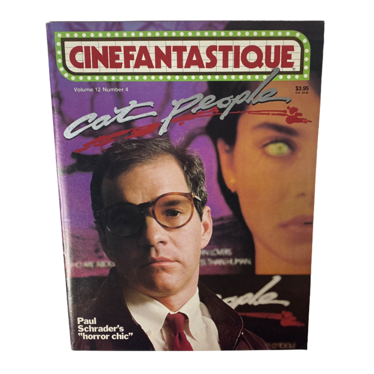 Cinefantastique Magazine May 1982 Vol 12 No 4 featuring Paul Schrader on the cover with the title 'Cat People', a vintage publication focusing on horror and film analysis.