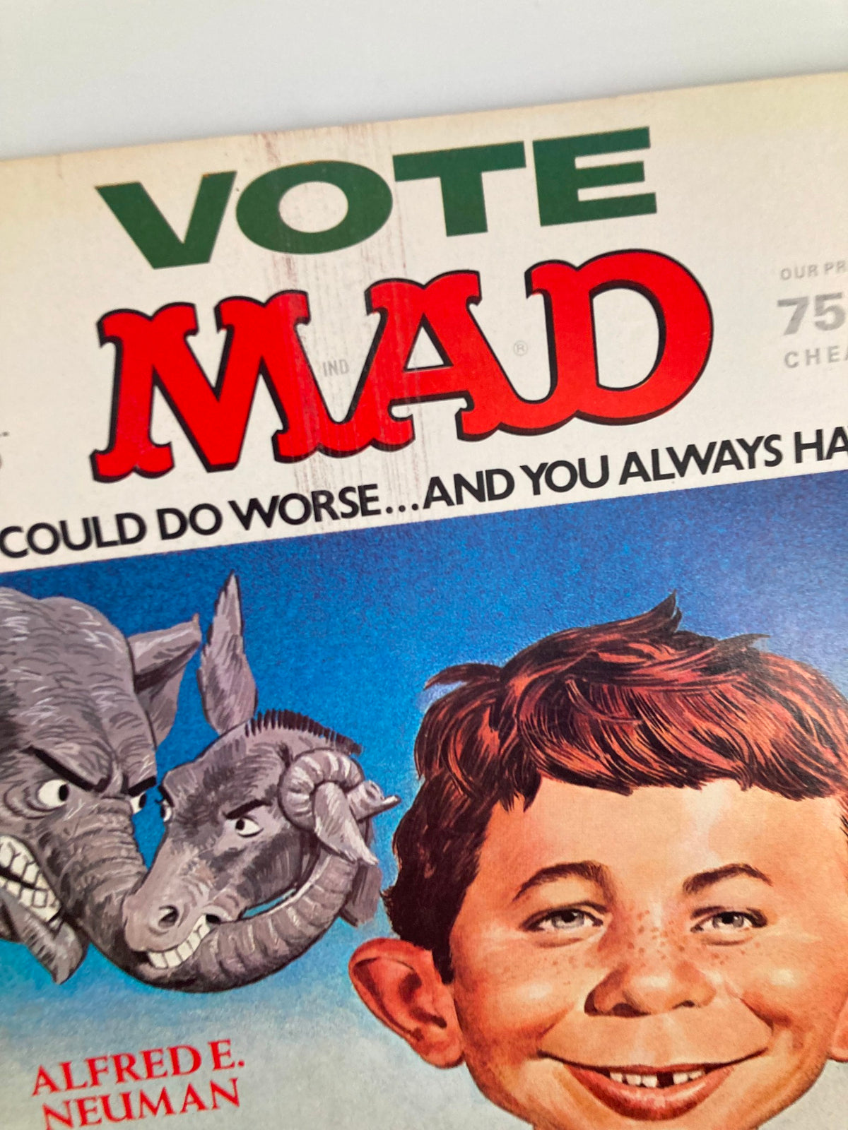 Close-up of the cover of Mad Magazine October 1980 No. 218 displaying the title 'Vote Mad' and the tagline 'You Could Do Worse...And You Always Have' with Alfred E. Neuman.