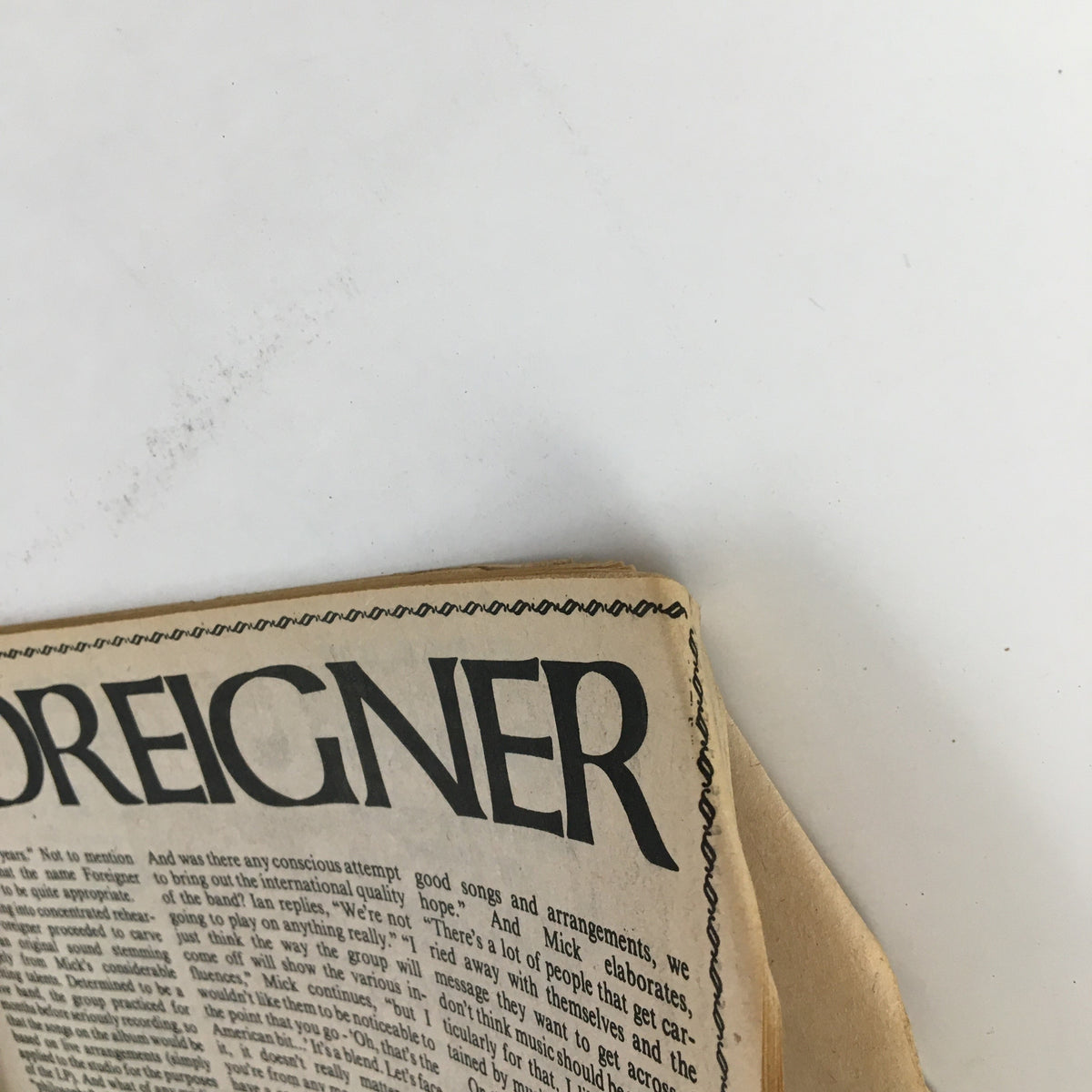 Section of explicit article on Foreigner in Song Hits Magazine January 1978, detailing the band’s history and musical journey.