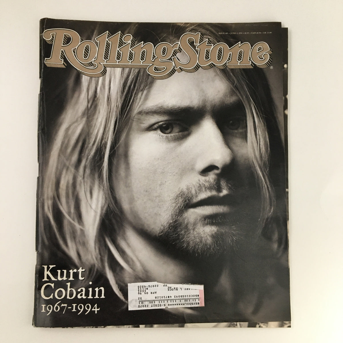 Rolling Stone Magazine June 2, 1994 featuring a cover portrait of Kurt Cobain, the legendary musician who lived from 1967 to 1994. This iconic issue captures the essence of the grunge movement.