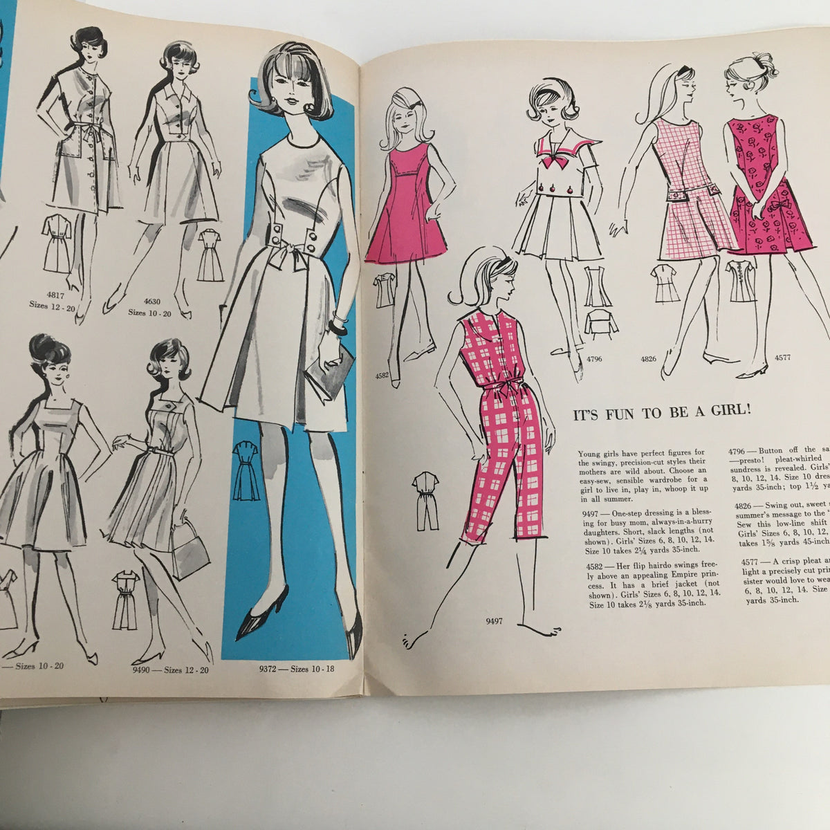 Fashion To Sew Printed Patterns Spring and Summer 1966 featuring young girls' fashion patterns, highlighting playful designs and vibrant colors for summer wear.