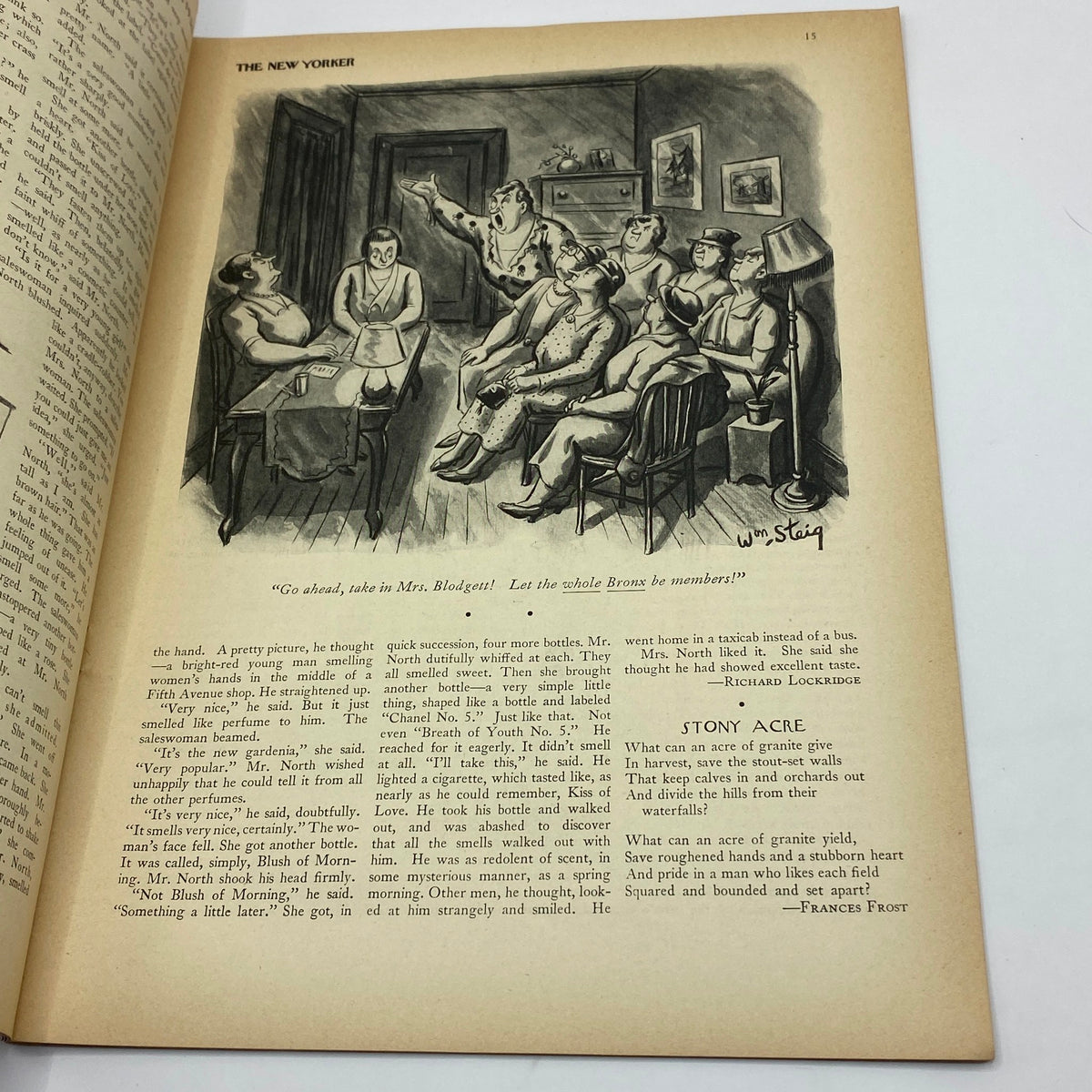 Illustrated page from The New Yorker Complete Magazine June 17, 1933, featuring a witty cartoon by artist William Steig, depicting a humorous gathering of characters.