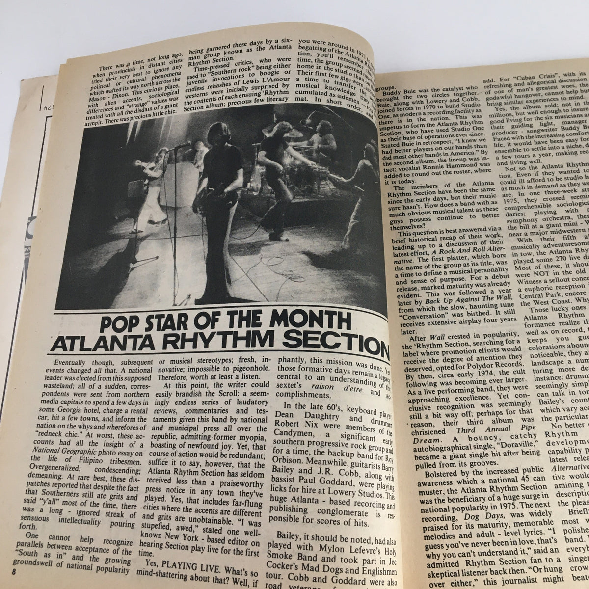 Atlanta Rhythm Section pop star feature in Song Hits Magazine July 1977, highlighting the band's performance and cultural significance.
