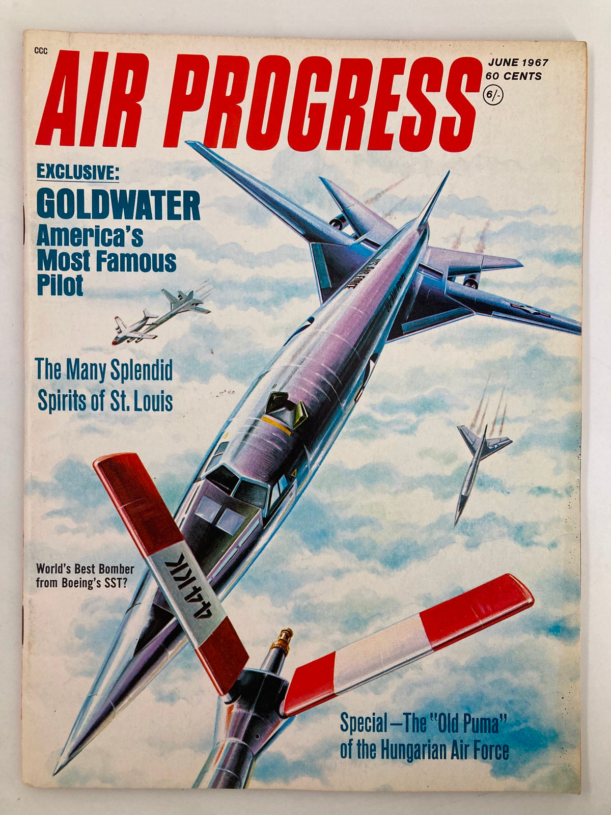 Cover of VTG Air Progress Magazine June 1967 featuring the Boeing SST, highlighting its significance in aviation history and the world’s best bomber.