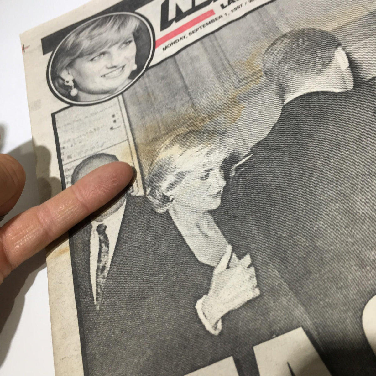 Image from the New York Post special edition showing Princess Diana's last public appearance before her tragic death, highlighted in the 'Sea Of Grief: World Mourns The People's Princess Diana' issue.