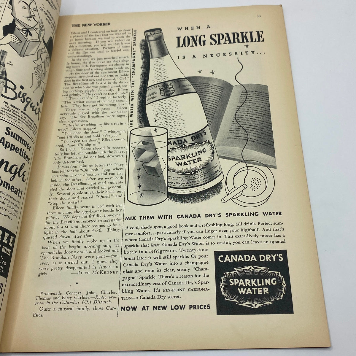 Advertisement page for Canada Dry's Sparkling Water from The New Yorker magazine, July 10, 1937.