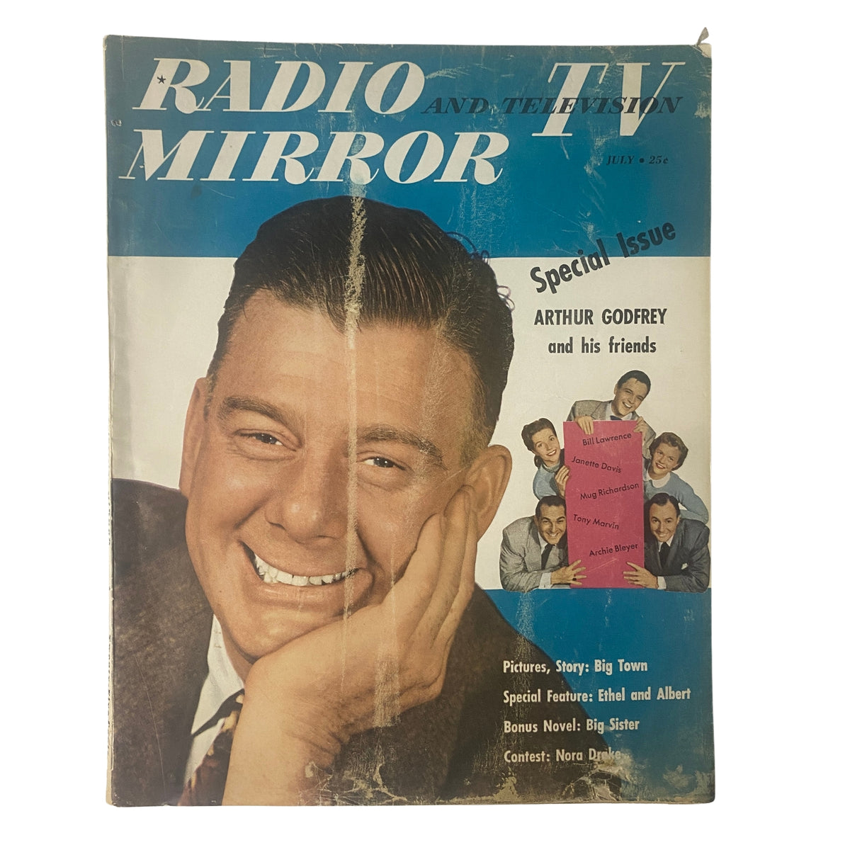Cover of Radio and TV Mirror Magazine, July 1950 featuring Arthur Godfrey, with a special issue highlight about Arthur Godfrey and his friends.