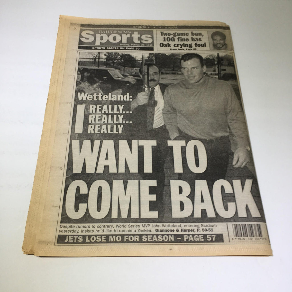 NY Daily News: 10/29/96 Yanks Live It Up On Letterman As City Preps 4 Big Parade