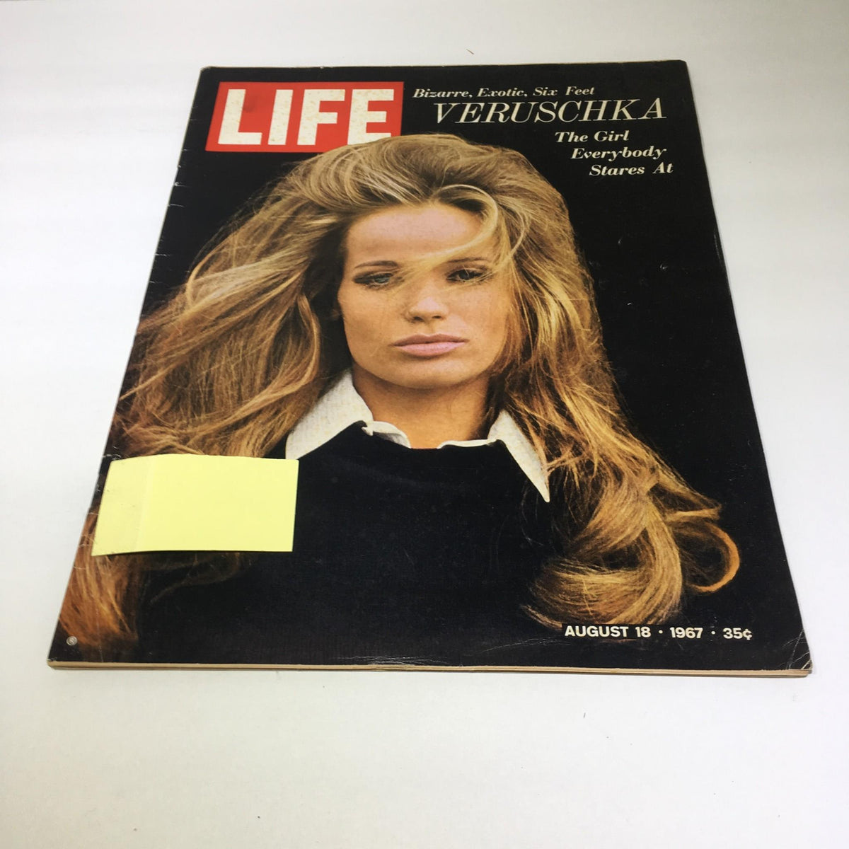 Cover of VTG Life Magazine August 18 1967 featuring model Veruschka von Lehndroff, showcasing her iconic look from the 1960s with long flowing hair and a classic outfit, emphasizing the magazine's vintage appeal.