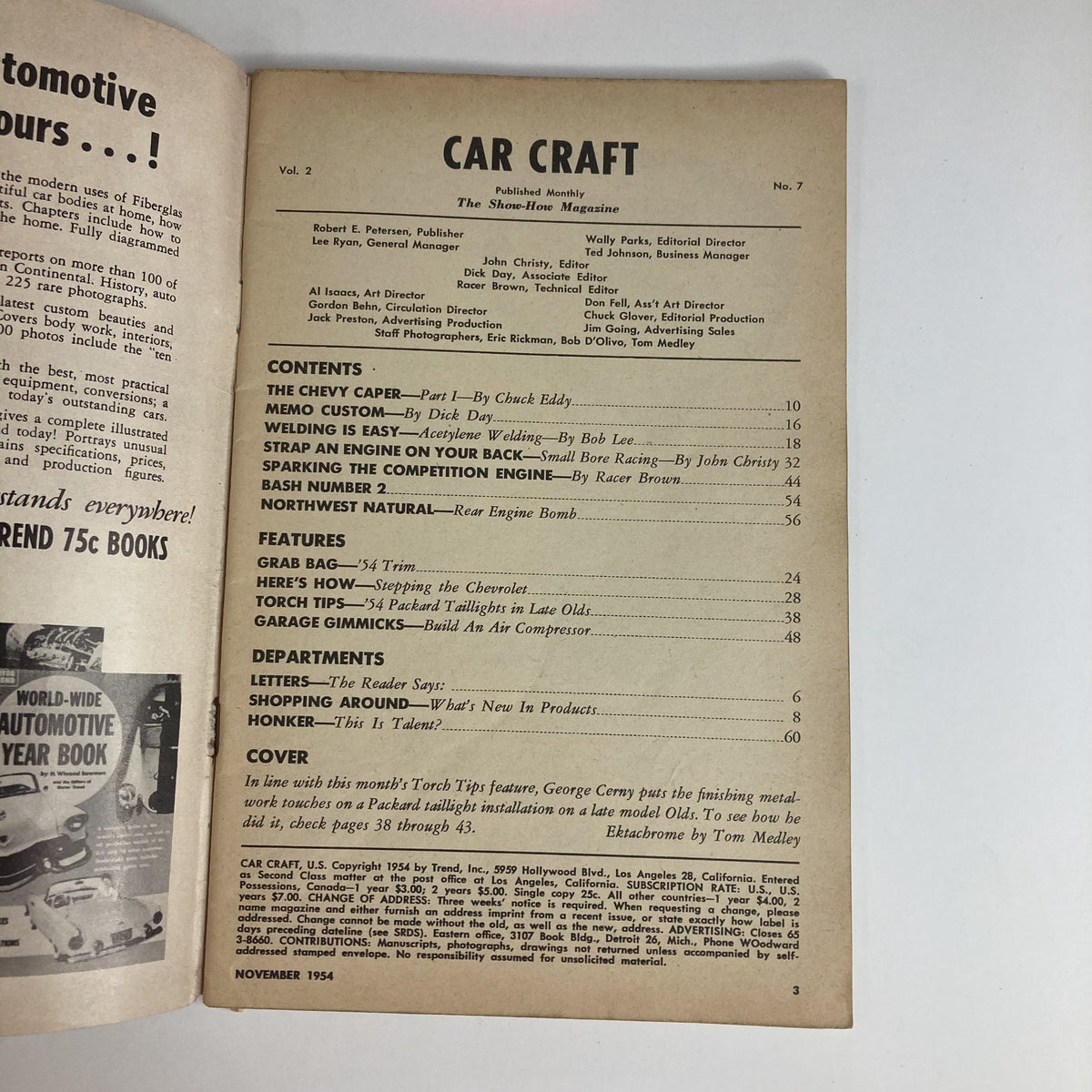 Vintage Car Craft Magazine November 1954 Vol 2 No. 7 The Chevy Caper No Label