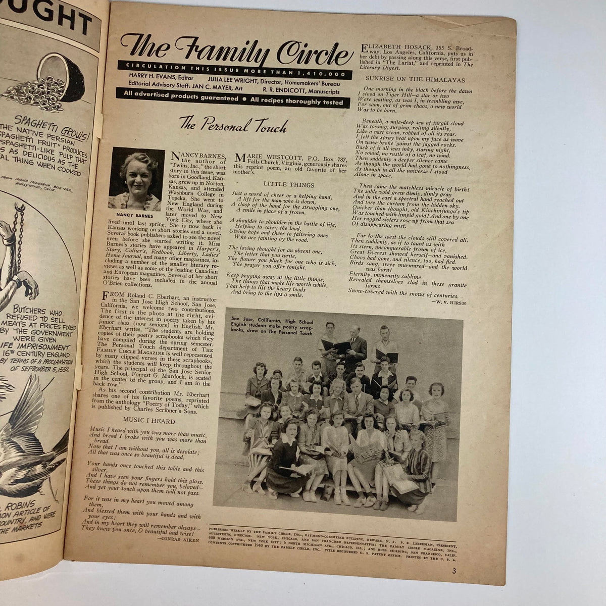Vintage The Family Circle Magazine November 29 1940 Mary Brian & Dante No Label