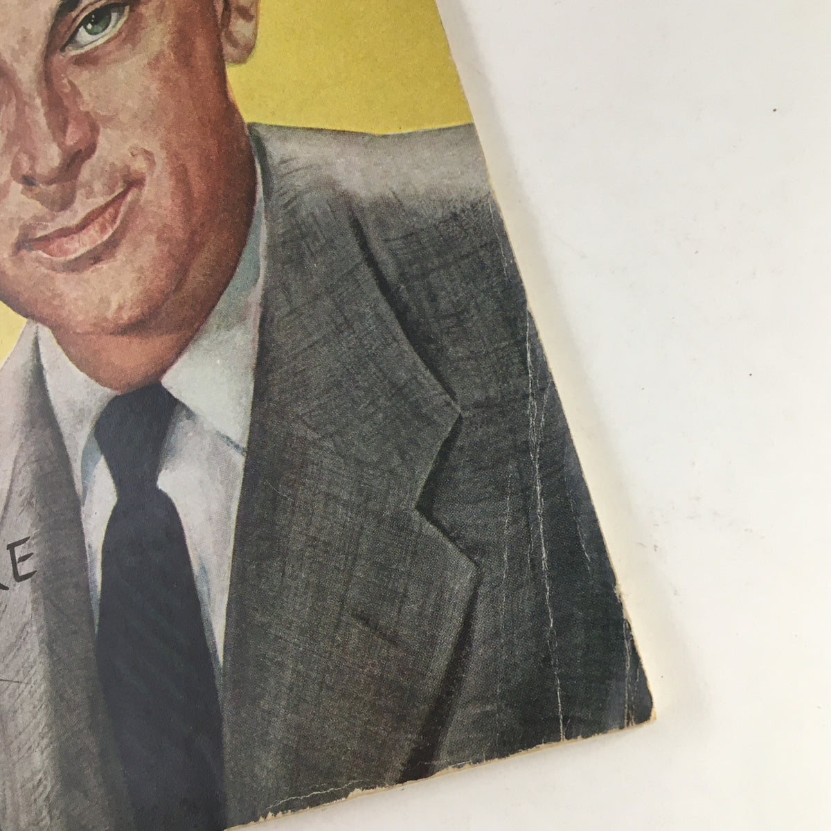 Close-up view of the cover of The Atlantic Magazine May 1956, highlighting the illustration of a man in a suit with the title 'The Last Happy Days of H.L. Mencken'.