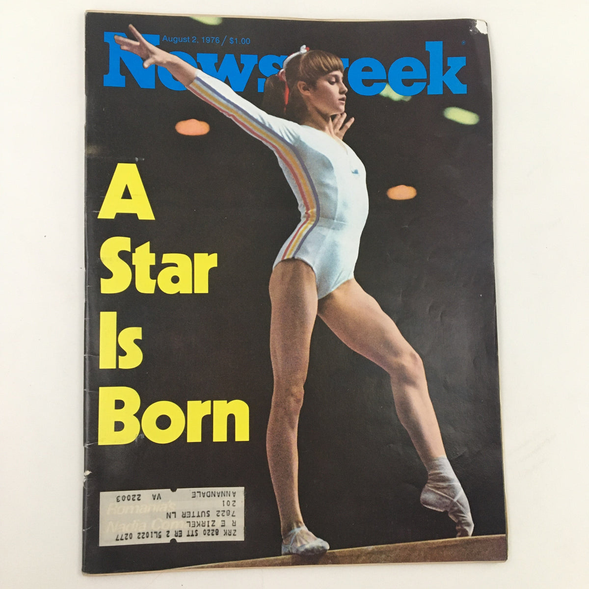 Newsweek Magazine August 2 1976 A Star Is Born featuring Nadia Comaneci on the cover, showcasing the iconic gymnast in action with bold lettering.