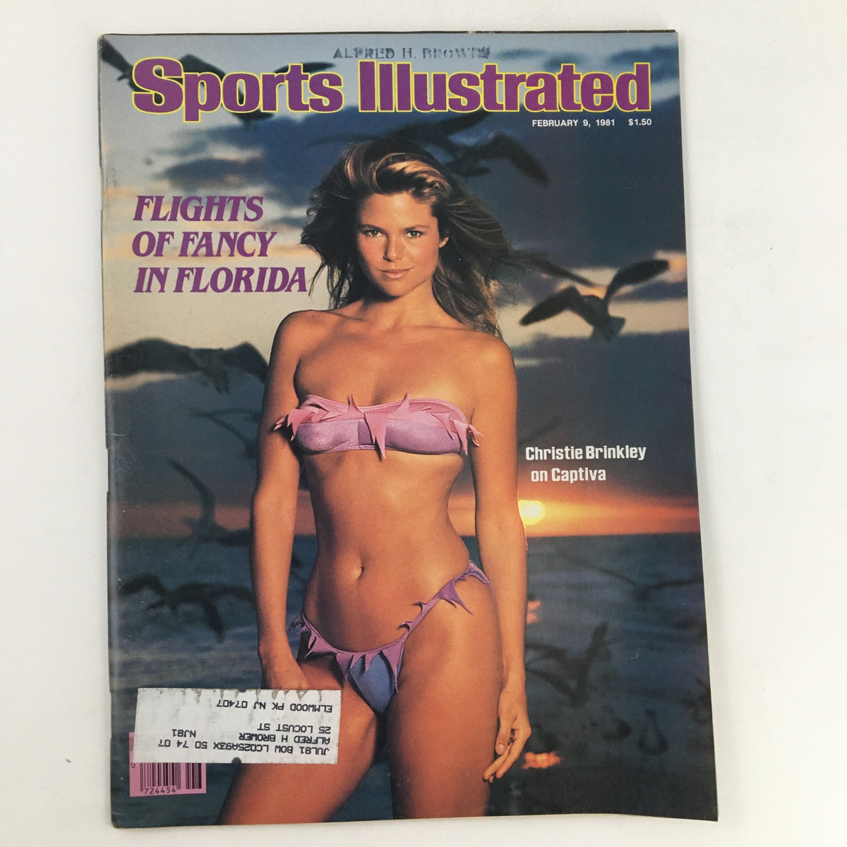 Cover of Sports Illustrated February 9, 1981 featuring Christie Brinkley in a bikini, with the headline 'Flights of Fancy in Florida'.