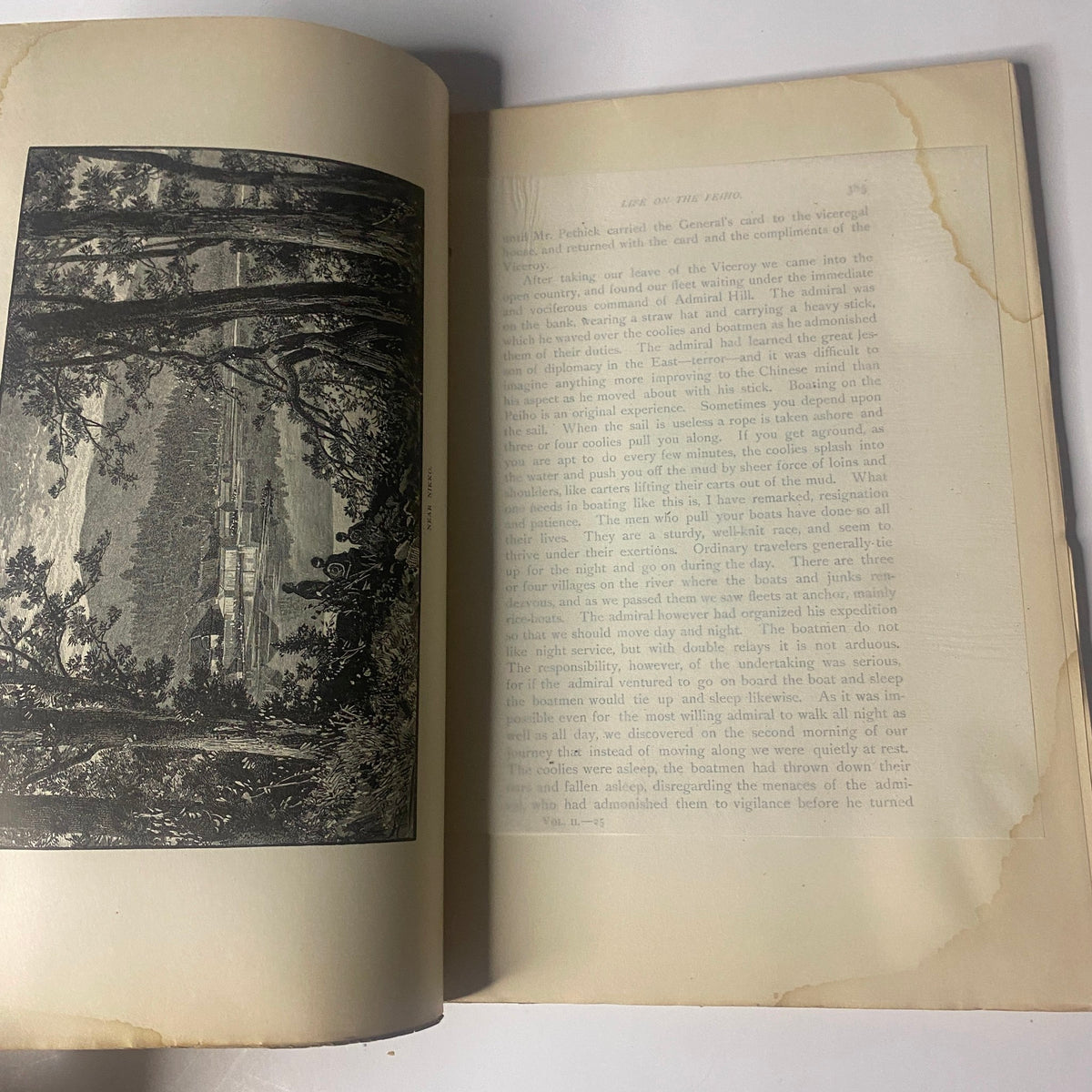 Interior page of 'Around the World with General Grant' by John Russell Young, showcasing an illustration and text. This page provides insight into General Grant's travels and experiences.