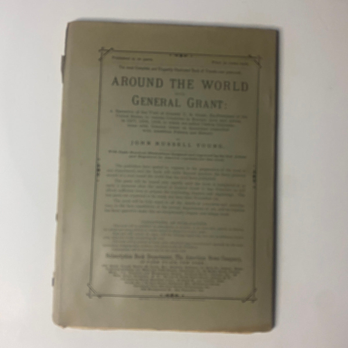 Cover page of the collectible book 'Around the World with General Grant' by John Russell Young, showcasing the title and author information in a vintage design.