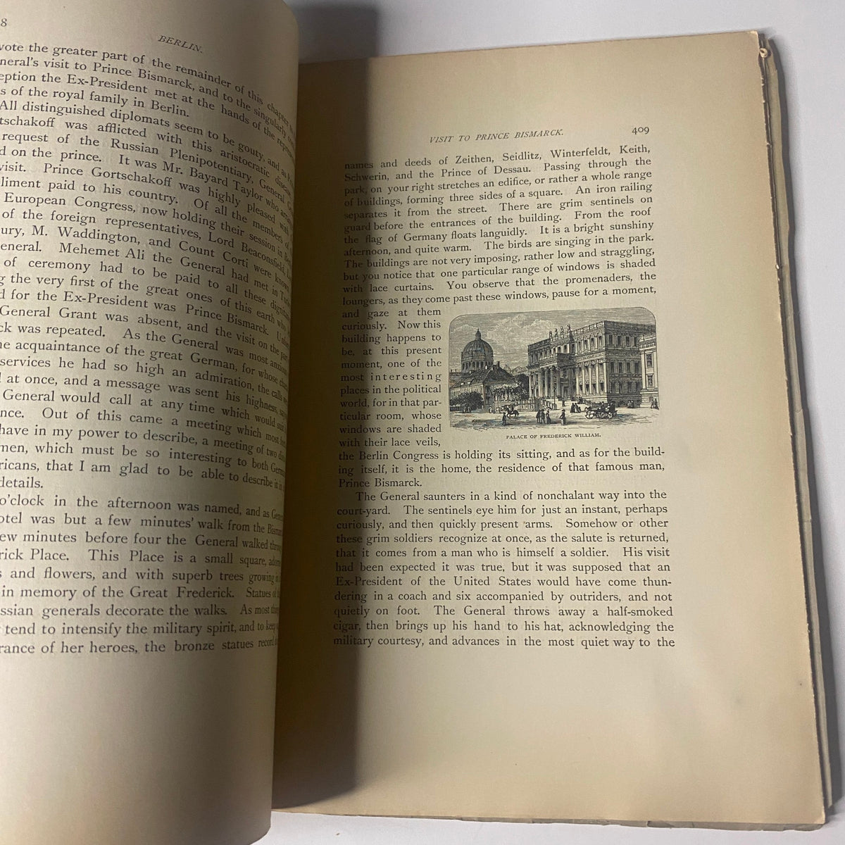 Page from 'Around the World with General Grant' by John Russell Young, featuring text and an illustration related to General Grant's travels, part seven.