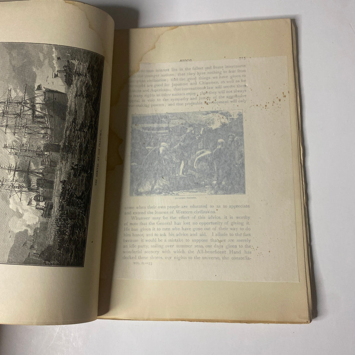 Page of 'Around the World with General Grant' by John Russell Young, Part Nineteen, displaying text and an illustration along with signs of aging.