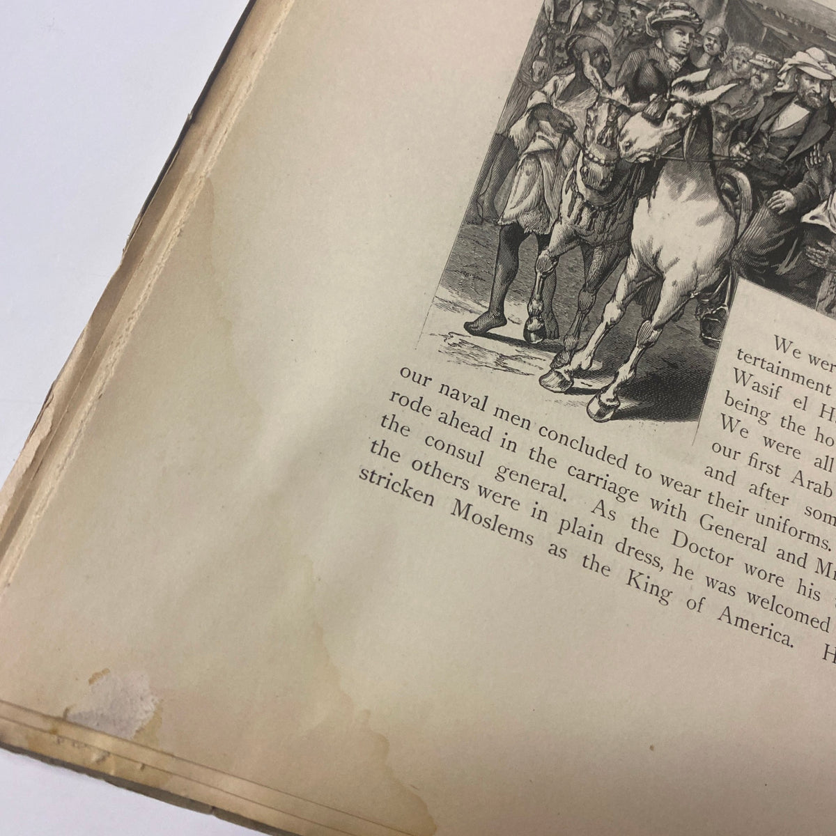 Interior page with illustrations from 'Around the World with General Grant' Book by John Russell Young, Part Four, depicting a historical event.