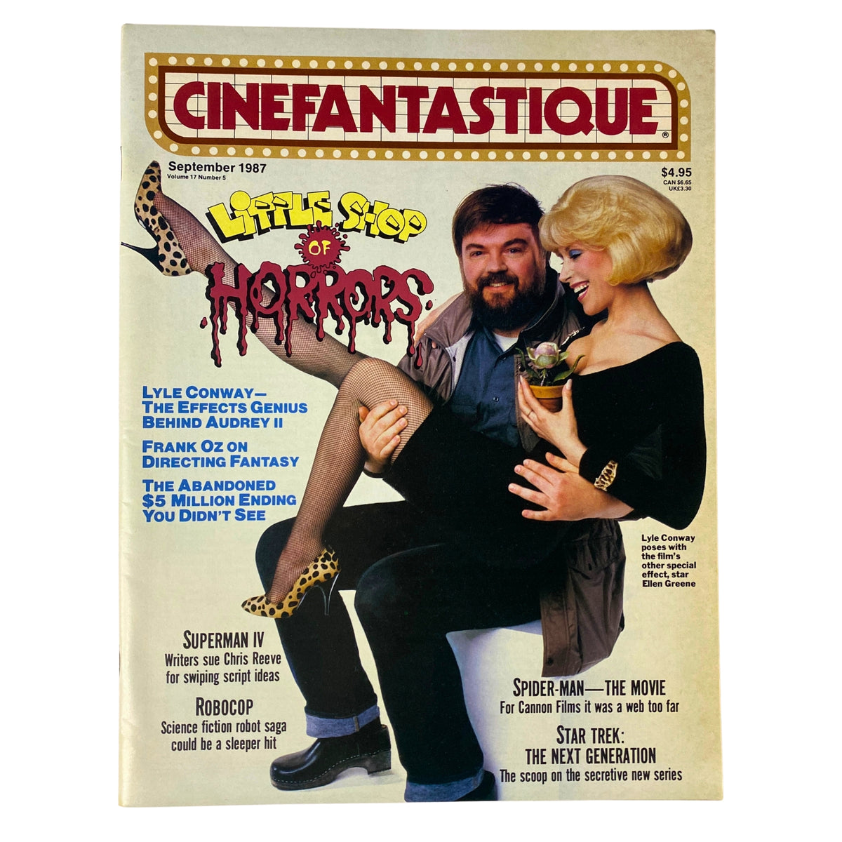 Cinefantastique Magazine September 1987 Cover featuring Little Shop of Horrors, highlighting interviews with director Frank Oz and special effects creator Lyle Conway.