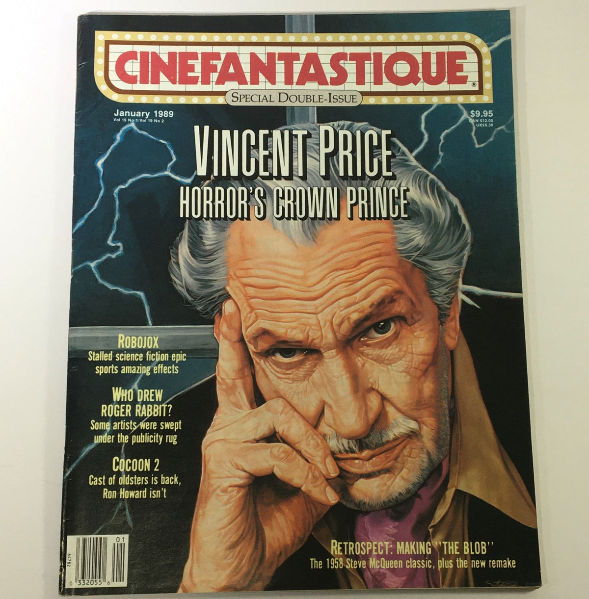 Cinefantastique January 1989 Vol 19 #1 #2 magazine cover featuring Vincent Price, titled 'Horror's Crown Prince'. The cover highlights articles on classic films and special effects.