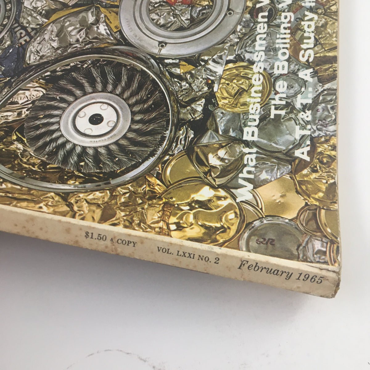 Cover of Fortune Magazine, February 1965, titled 'The Boiling World of Oil & Federalism', featuring intricate metallic textures and design elements.