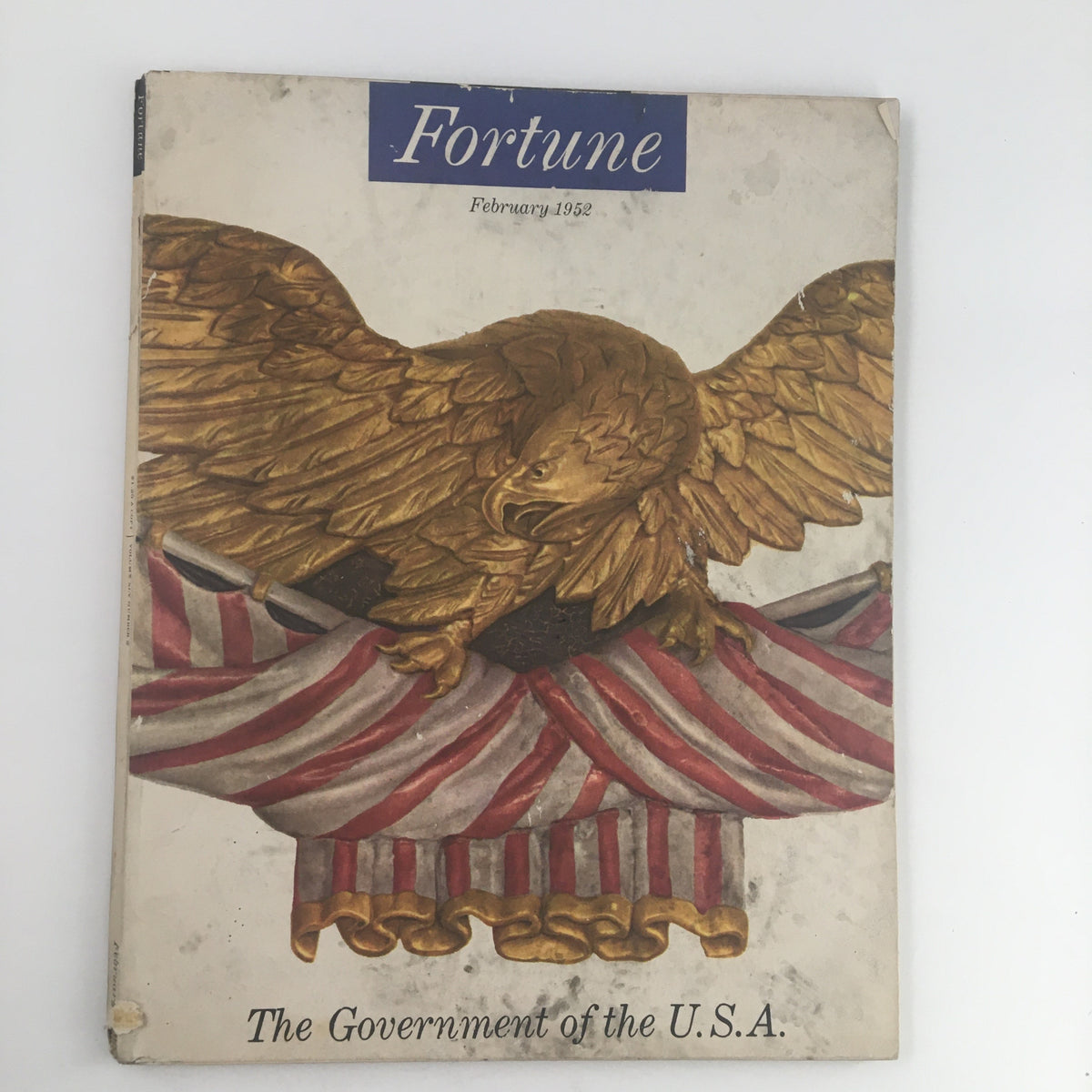 Cover of Fortune Magazine February 1952, featuring an eagle and patriotic colors, themed 'The Government of the U.S.A.'.