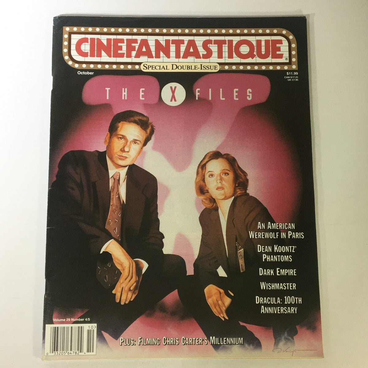 Cinefantastique October 1997 Vol 29 #4 #5 featuring David Duchovny and Gillian Anderson on the cover, highlighting The X-Files with articles on American Werewolf in Paris and Bram Stoker's Dracula.