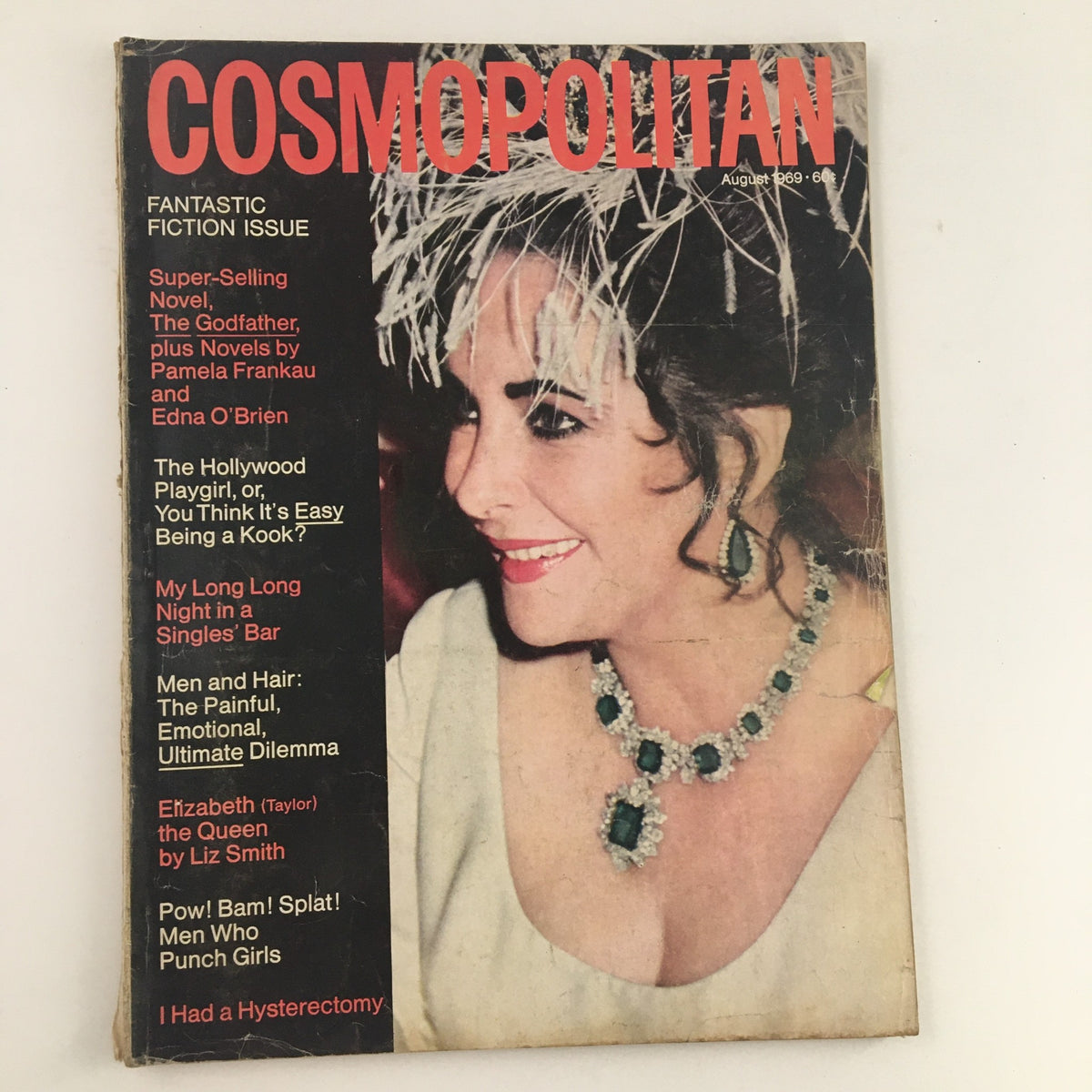 Cover of Cosmopolitan Magazine August 1969 featuring Beautiful Elizabeth Taylor, showcasing a vintage style and classic Hollywood glamour.