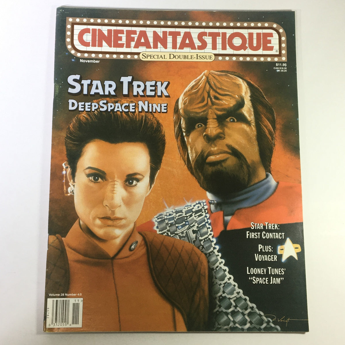 Cinefantastique November 1996 Vol 28 #4 #5 cover featuring Nana Visitor and Michael Dorn from Star Trek: Deep Space Nine. The magazine highlights news on Star Trek: First Contact and other entertainment topics.