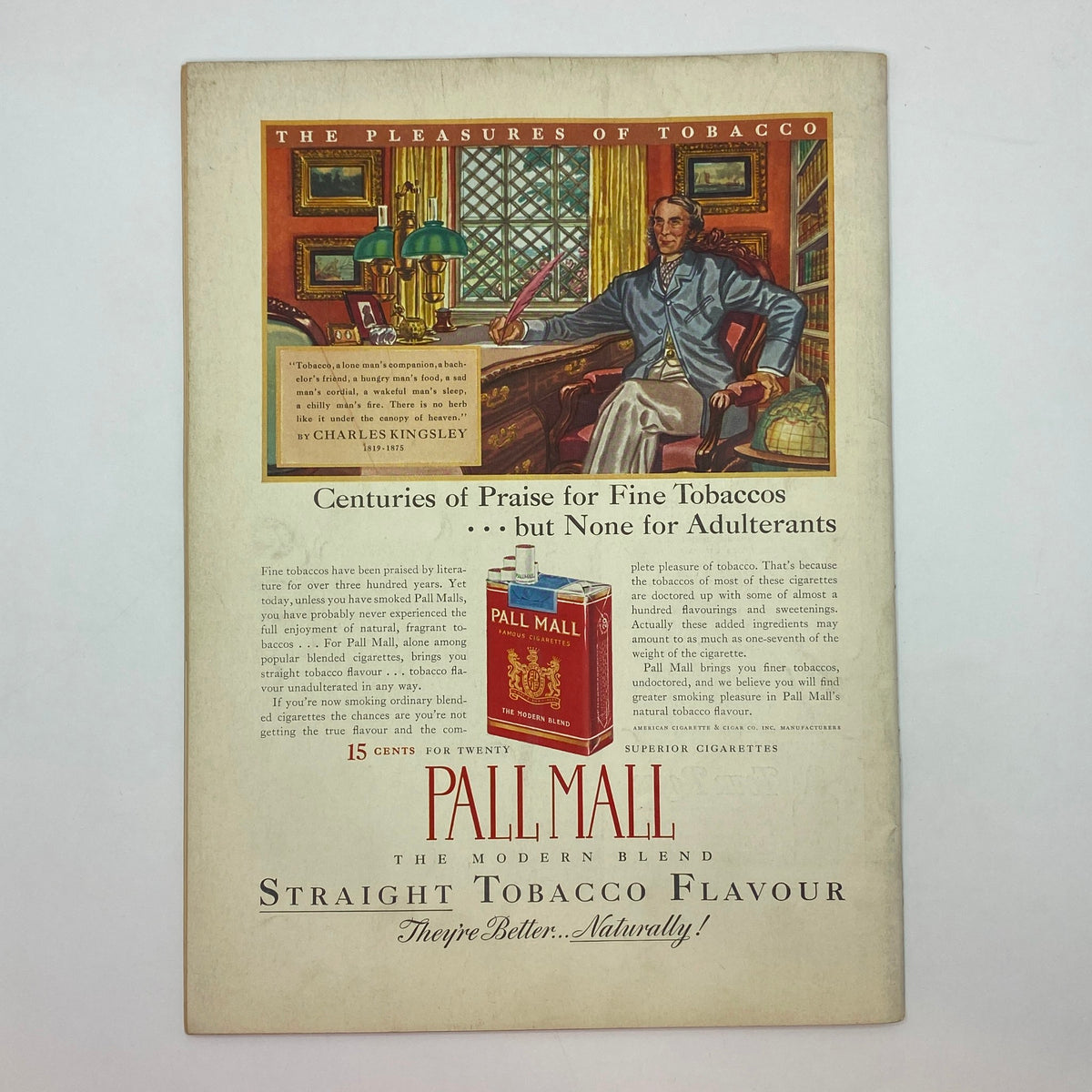 Pall Mall cigarette advertisement page from The New Yorker Complete Magazine August 14, 1937 emphasizing fine tobacco offerings.
