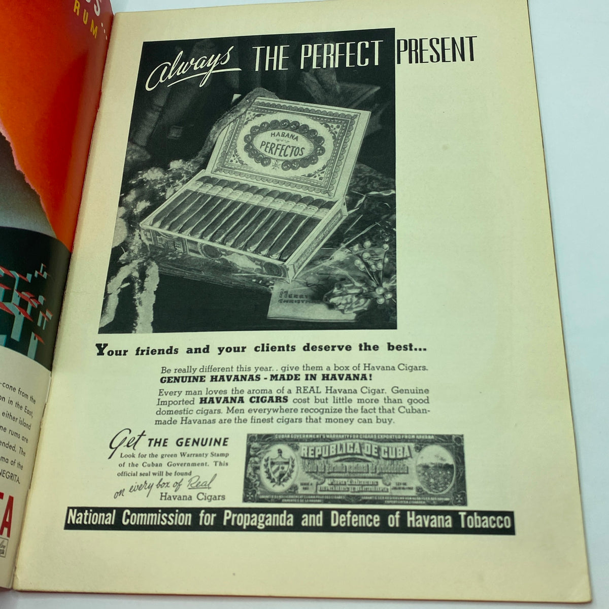 Advertisement page from The New Yorker Complete Magazine December 24, 1938 promoting Havana Cigars, emphasizing quality and authenticity.