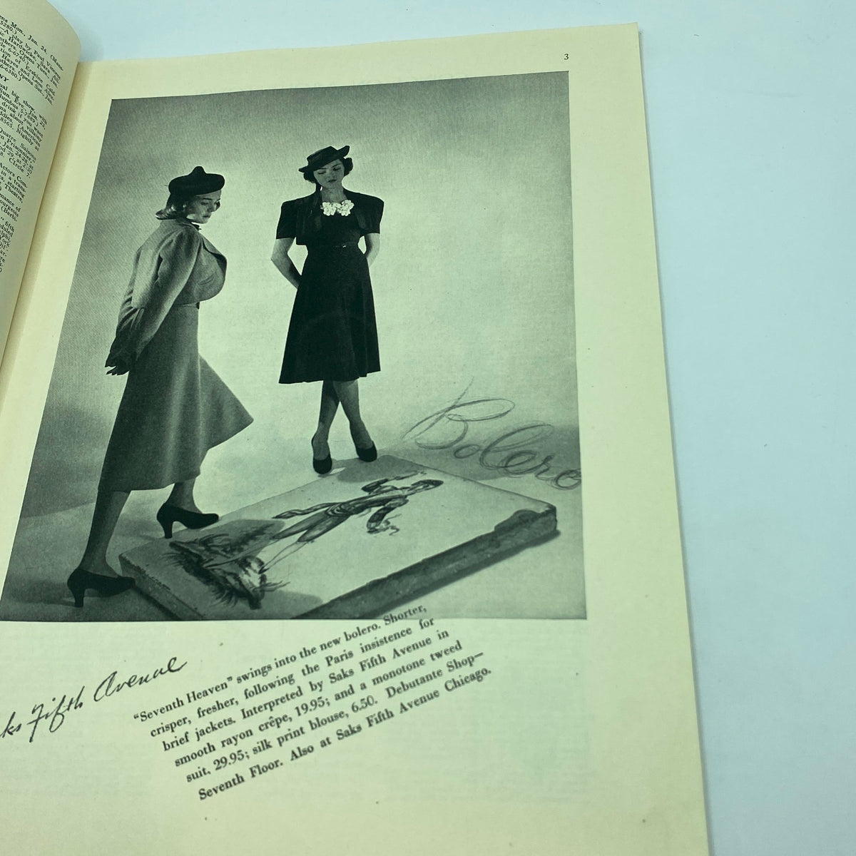 Fashion advertisement showcasing women's clothing in The New Yorker Complete Magazine January 22, 1938 Perry Barlow Cover VG.