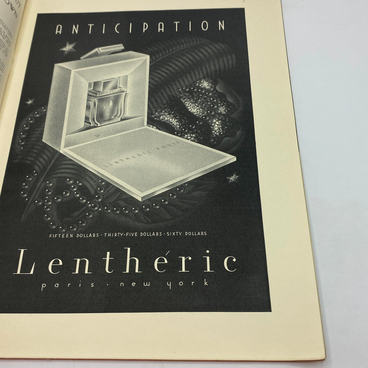Advertisement page in The New Yorker Complete Magazine April 2, 1938 showcasing 'Anticipation' for Lentheric products.