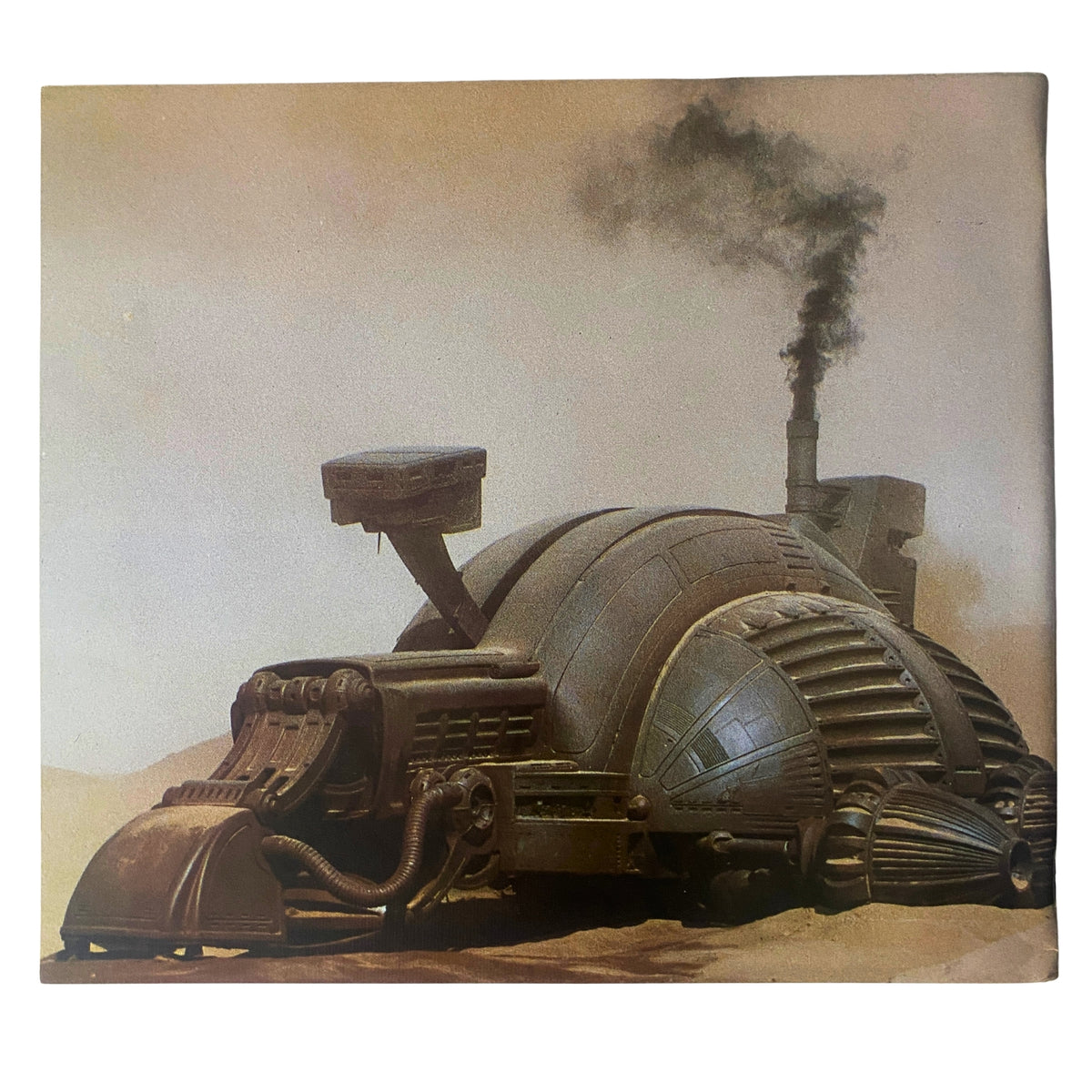Image from Cinefex Magazine April 1985 No. 21, depicting a spice harvester from Dune, set against a desert backdrop.