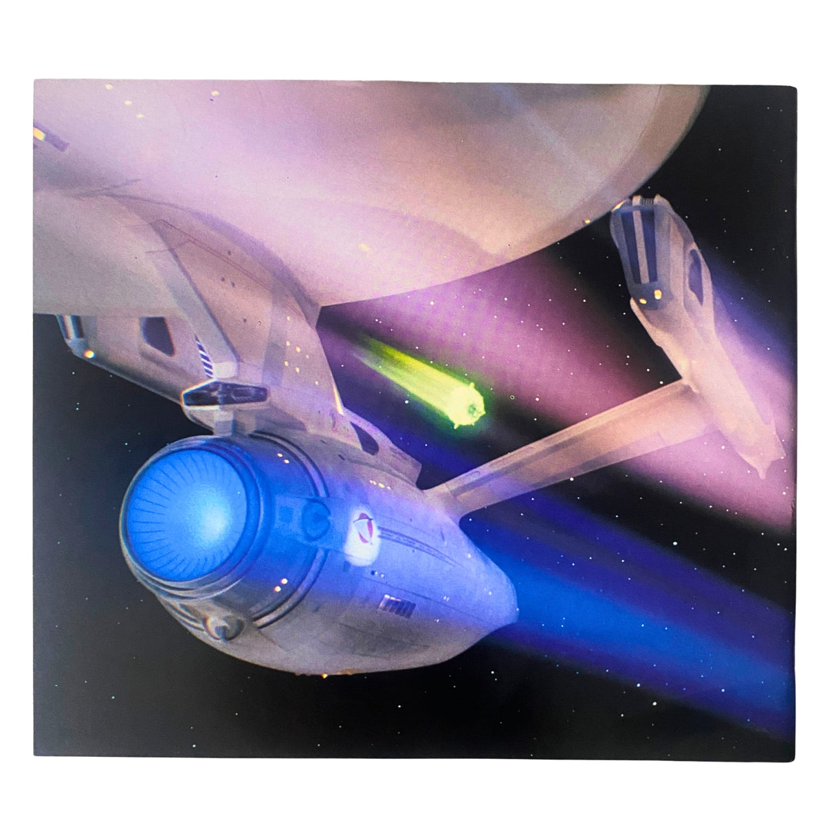 Back cover of Cinefex Magazine May 1990 No. 42 depicting the USS Enterprise from Star Trek V traveling through space, illustrating iconic film visuals.
