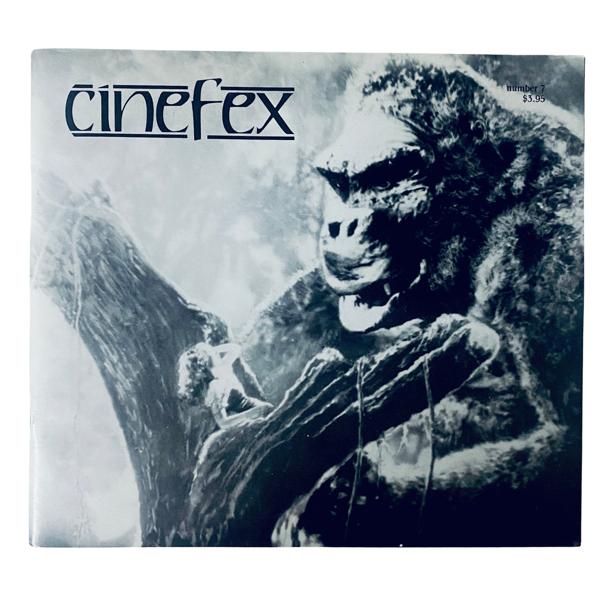 Cinefex Magazine January 1982 No. 7 showcasing a black and white image of King Kong from the classic film, displaying his iconic fierce expression.