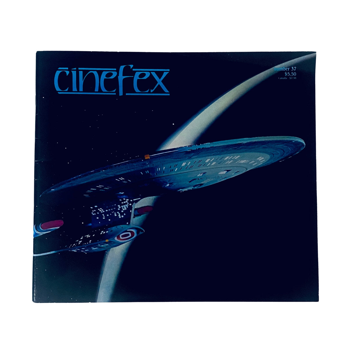 Cinefex Magazine February 1989 No. 37 featuring the starship Enterprise-D from Star Trek: The Next Generation on the front cover, showcasing cinematic illusions.