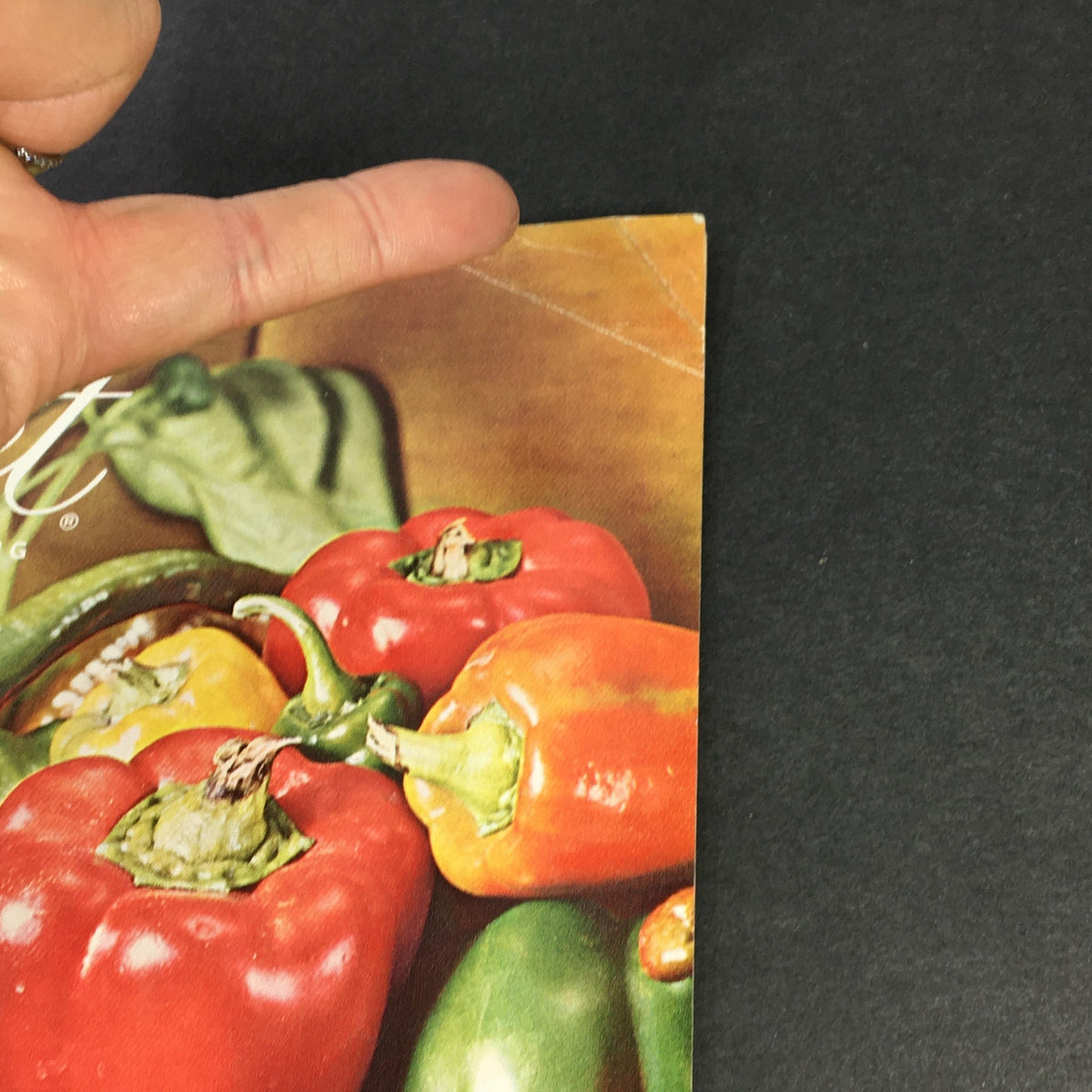 Cover detail featuring vibrant peppers from the VTG Gourmet Magazine September 1963.