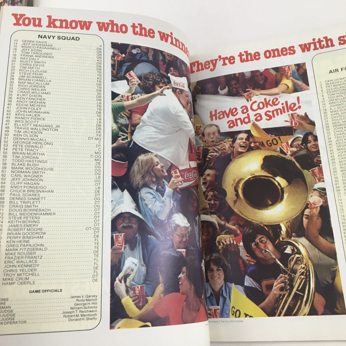 1981 Navy Air Force Navy-Marine Corps Memorial Stadium Official Program featuring Navy squad players and enthusiastic fans enjoying the game, with a focus on community spirit and excitement.
