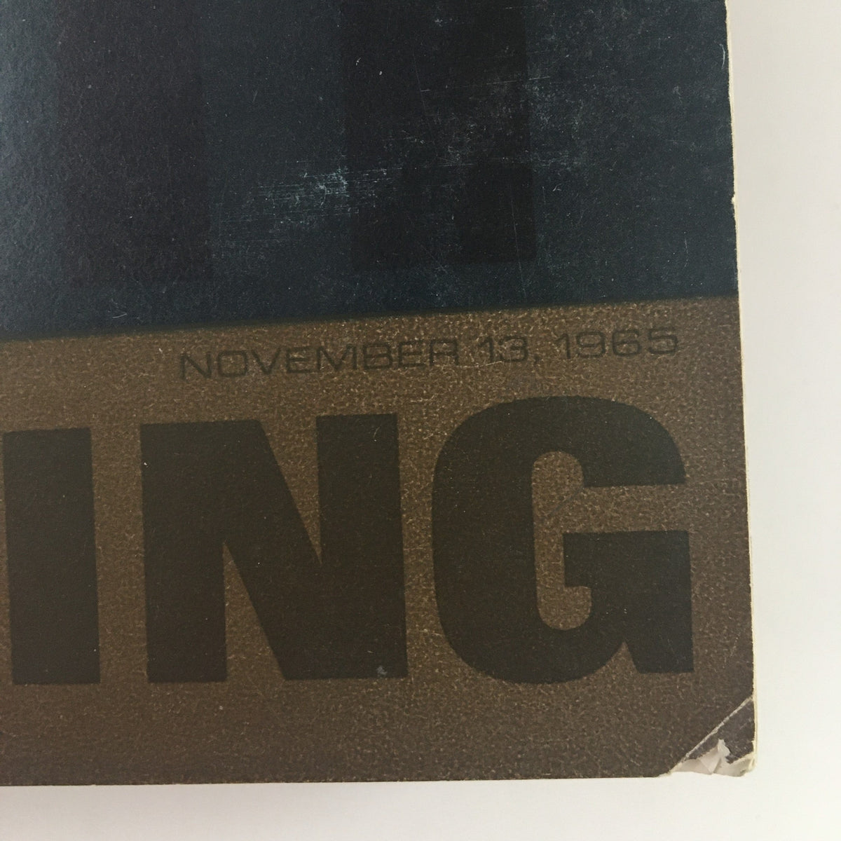 Close-up of the date on the Gridiron Magazine November 13 1965, highlighting its historical significance for collectors.