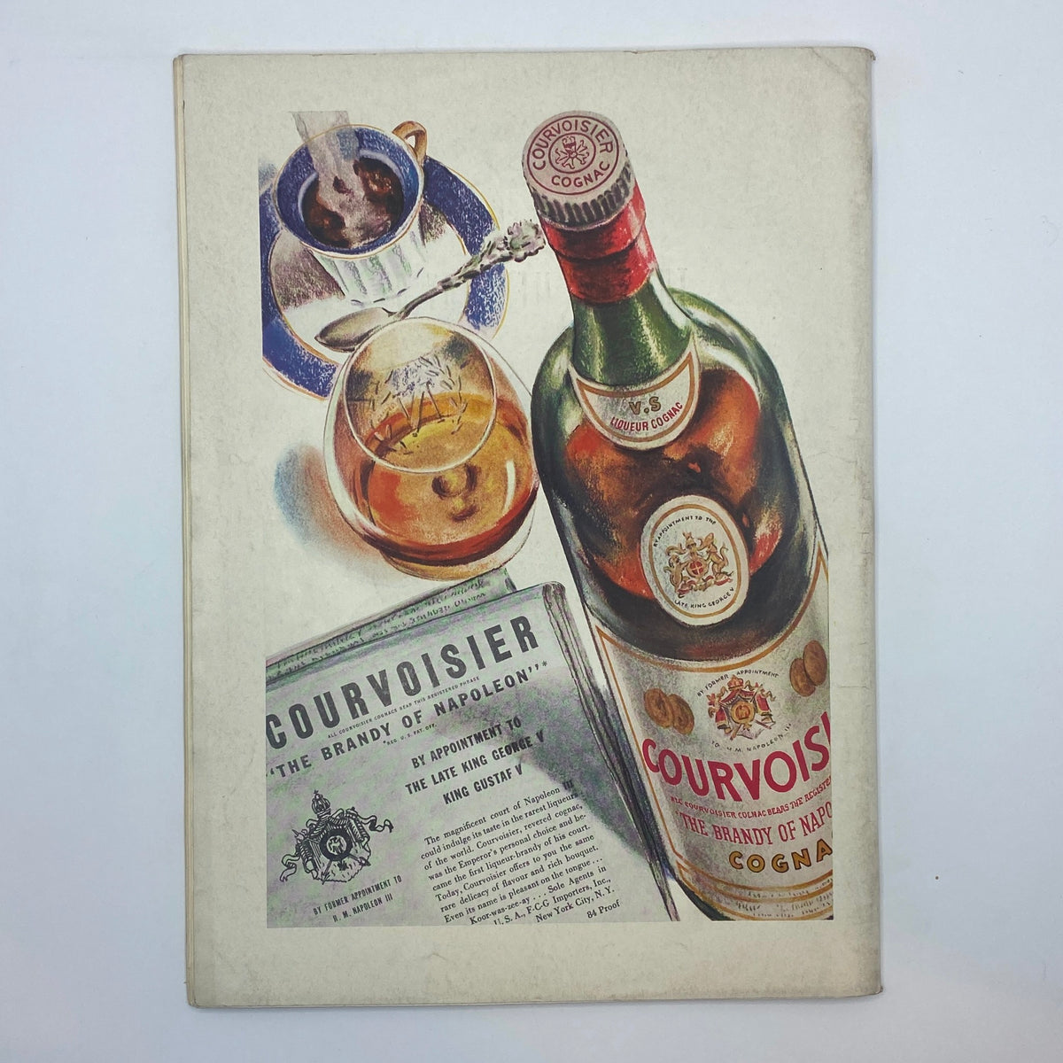 Cover of The New Yorker magazine from October 14, 1939 featuring a vibrant illustration of Courvoisier Cognac and a classic coffee cup, emphasizing the vintage artistry of the publication.