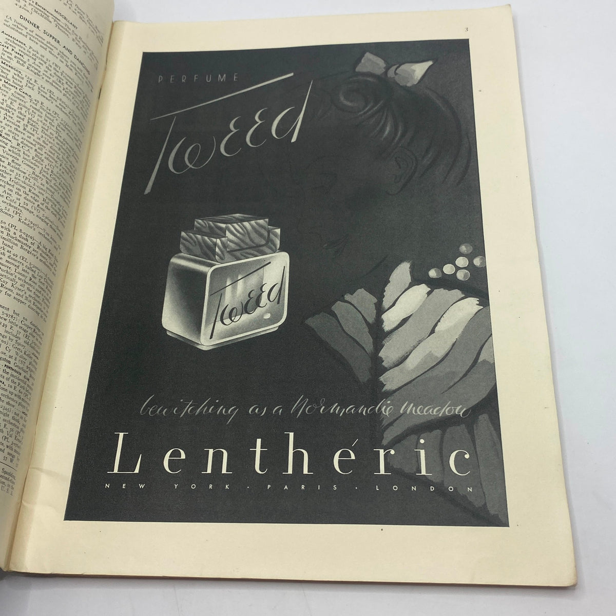 Advertisement page for Tweed perfume in The New Yorker magazine from November 16, 1940.