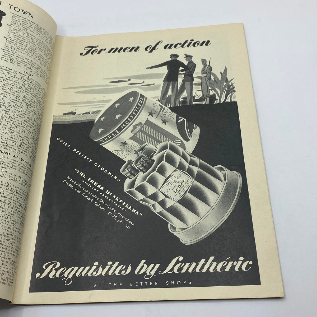 Advertisement for Lentheric grooming products featured in The New Yorker magazine, May 22, 1943, showcasing artistic illustration relevant to World War II era.