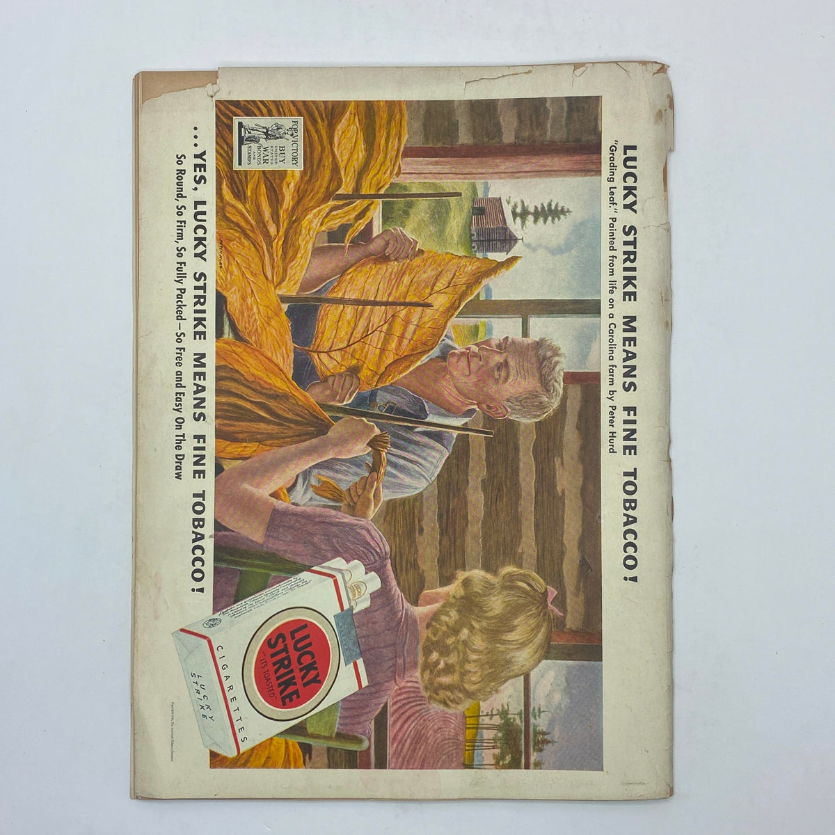 Cover image from The New Yorker Complete Magazine October 9, 1943, featuring a vintage Lucky Strike tobacco advertisement with a man and woman inspecting tobacco leaves.
